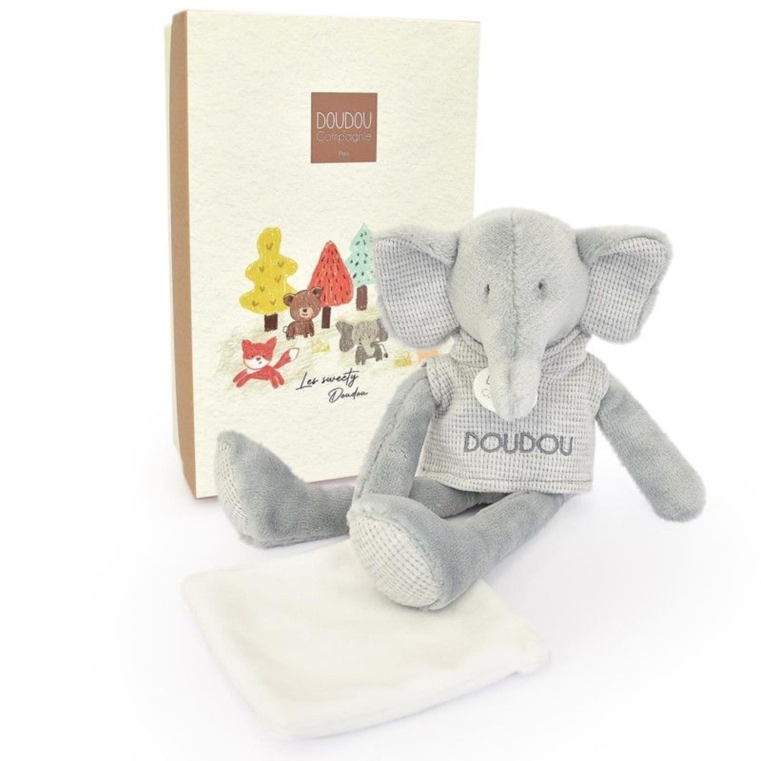 Плюшенa играчка за гушкане Doudou Sweety Elephant слонче с кърпичка 25 см, DC4188