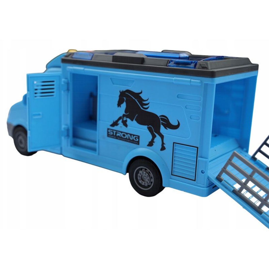 Детски камион за коне Raya Toys City Truck, с музика и светлини, с фигурка на кон, 1:16