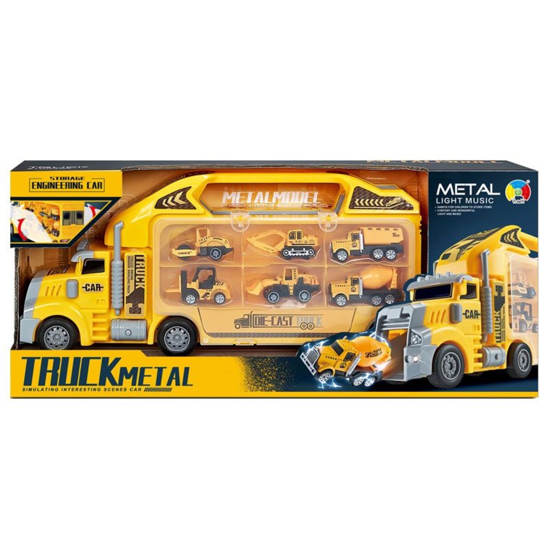 Писта Raya Toys Метален автовоз с 6 коли, с музика и светлини