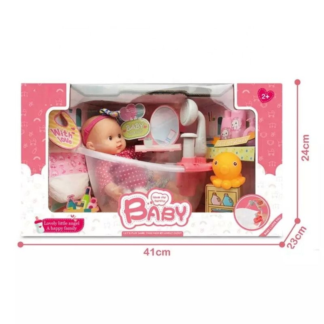 Кукла бебе Raya Toys Baby с вана с течаща вода и аксесоари