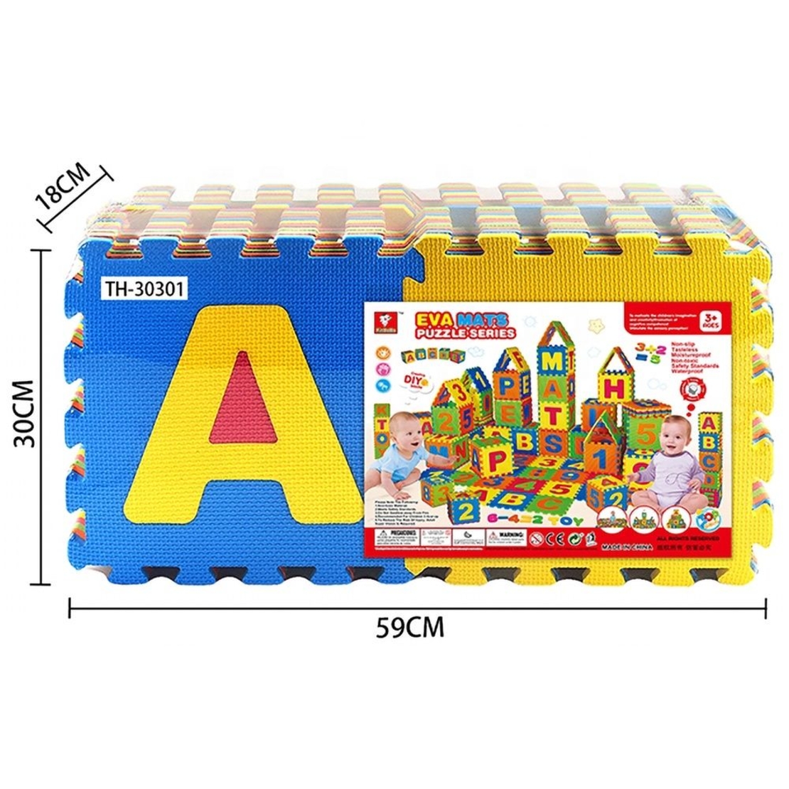 Пъзел за земя 30301 Raya Toys с цифри и букви на латиница, 36 части