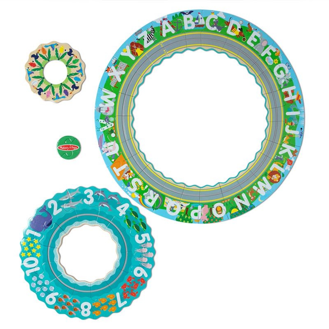 Детски пъзел за земя Melissa and Doug Round the Shore с превозни средства, 48 части
