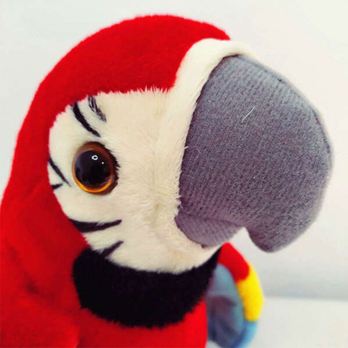 Интерактивна плюшена играчка Raya Toys Ходещ папагал, повтаря думи, 17.5 см