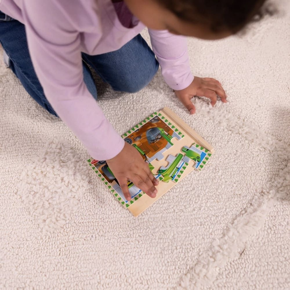 Комплект дървен пъзел Melissa and Doug Строителни превозни средства, 4x12 ч., в кутия, 50210