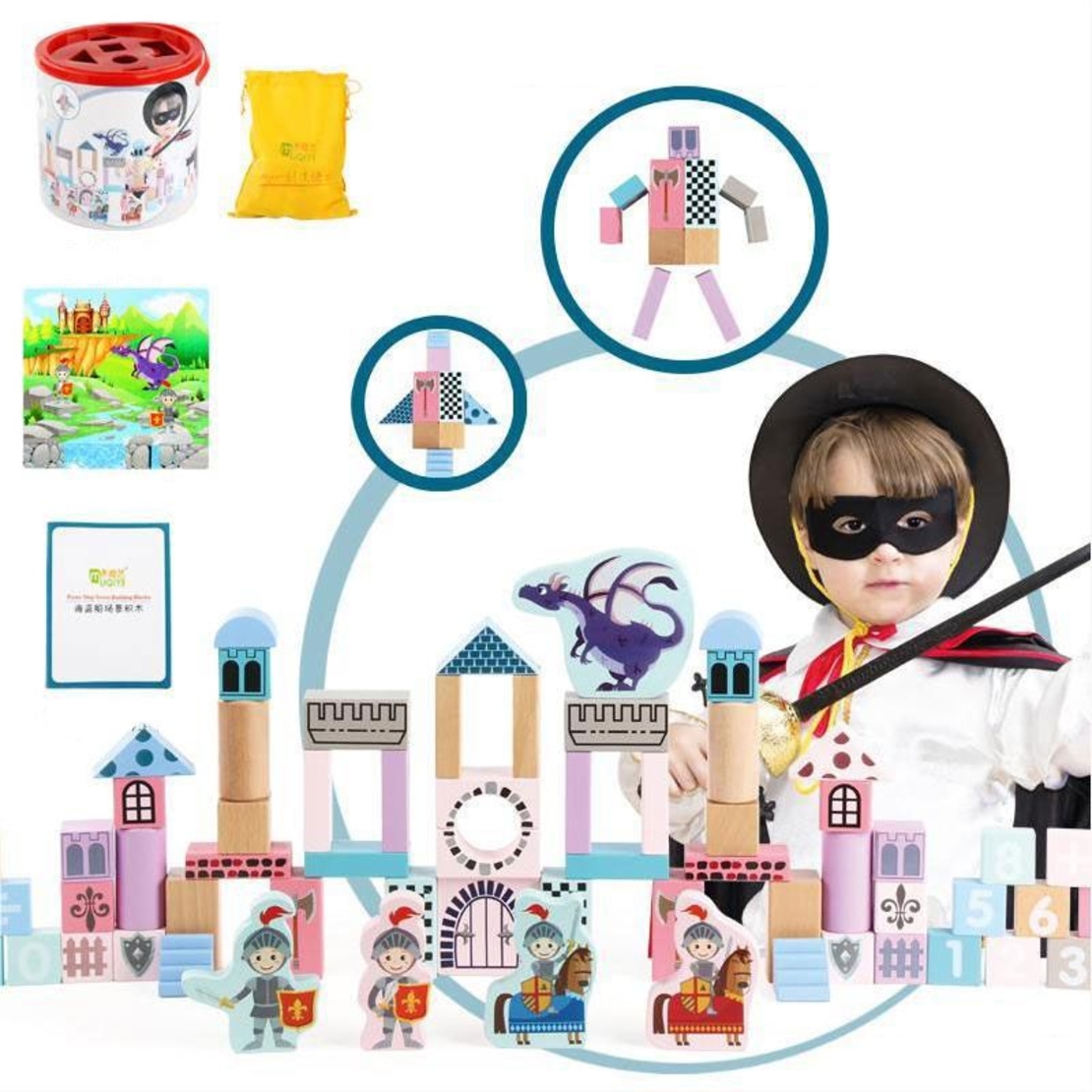 Raya Toys Комплект пъзел и дървени блокчета Рицари