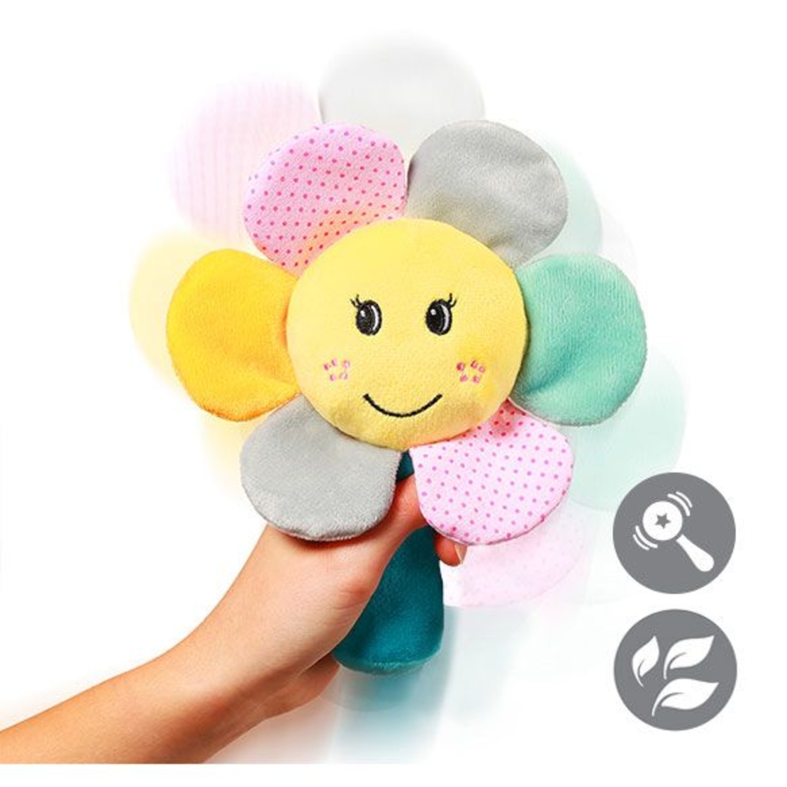 Плюшена играчка Babyono Цвете с дрънкалка 609