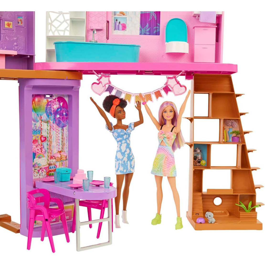 Къща за кукли Mattel Barbie Holiday House, на 2 етажа, 30+ части, HCD50