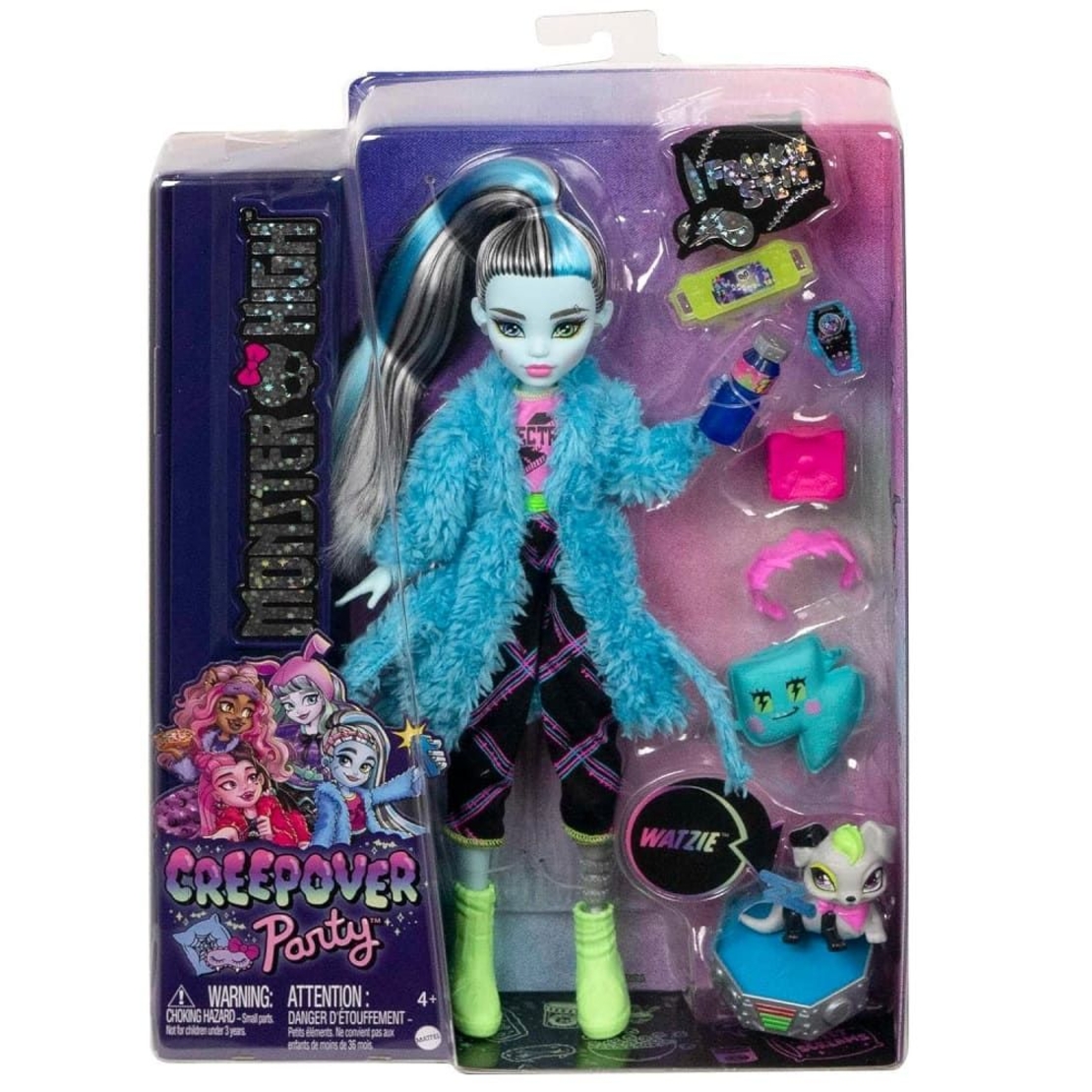 Кукла Mattel Monster High Frankie Stein & Watzie с аксесоари и домашен любимец