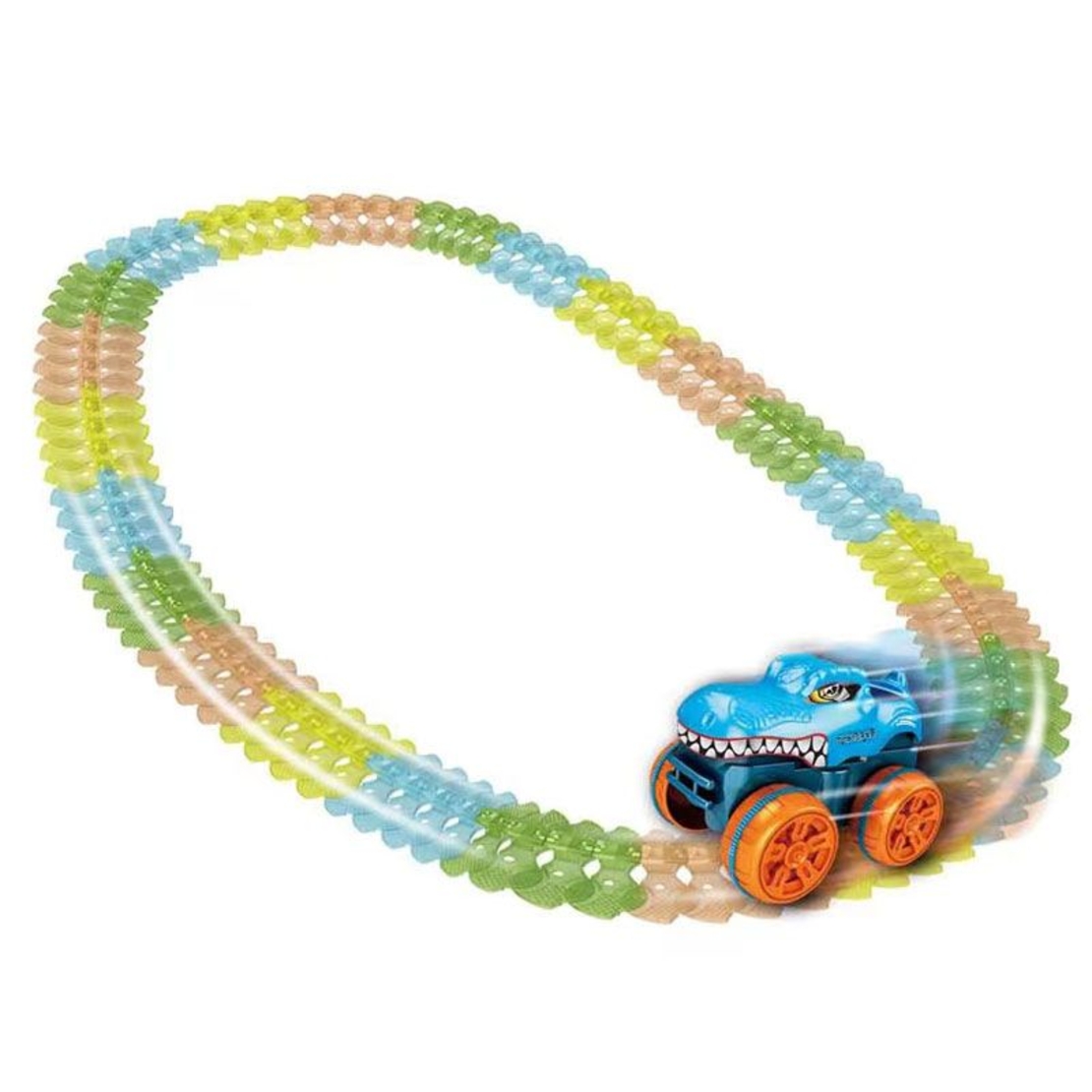 Детска писта с кола Raya Toys Гъвкава, свети в тъмното