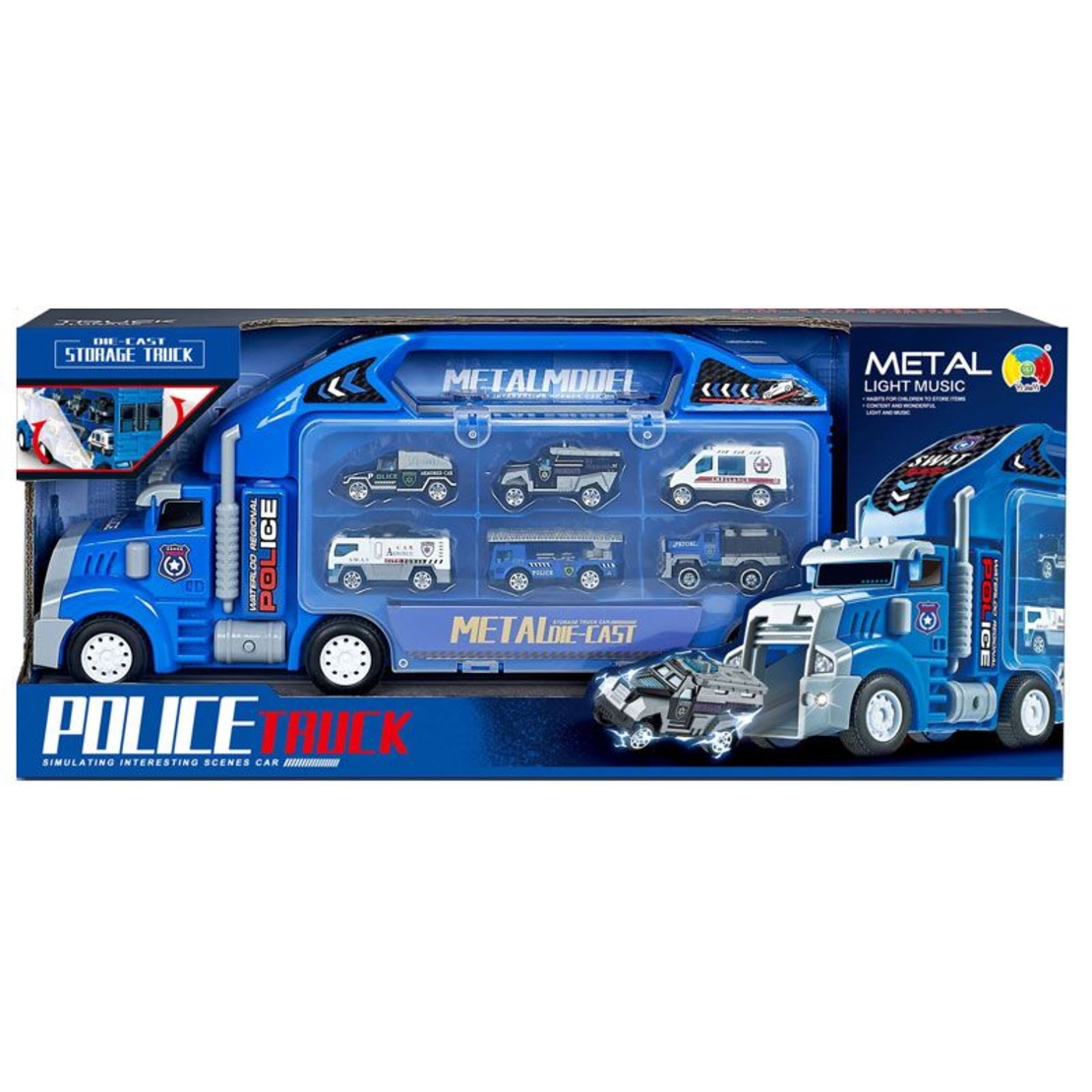 Писта Raya Toys Метален автовоз с 6 коли, с музика и светлини