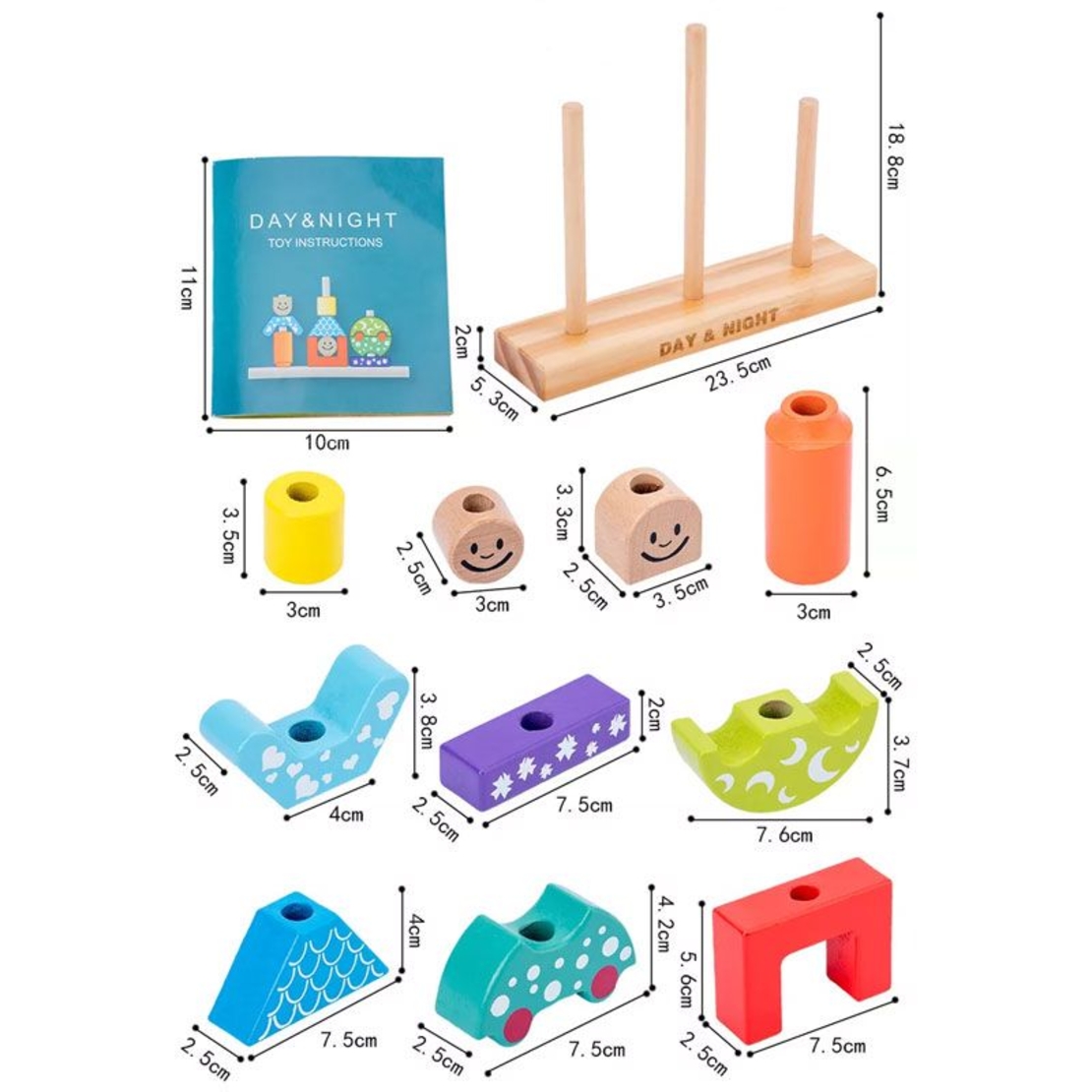 Дървена бебешка играчка Raya Toys Day & Night, 48 предизвикателства