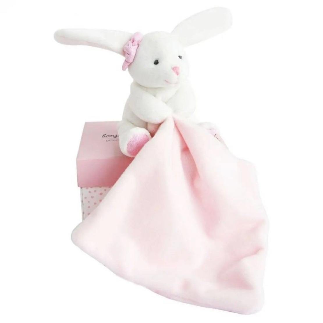Плюшена играчка за гушкане Doudou заек с кърпичка 10 см, DC3337
