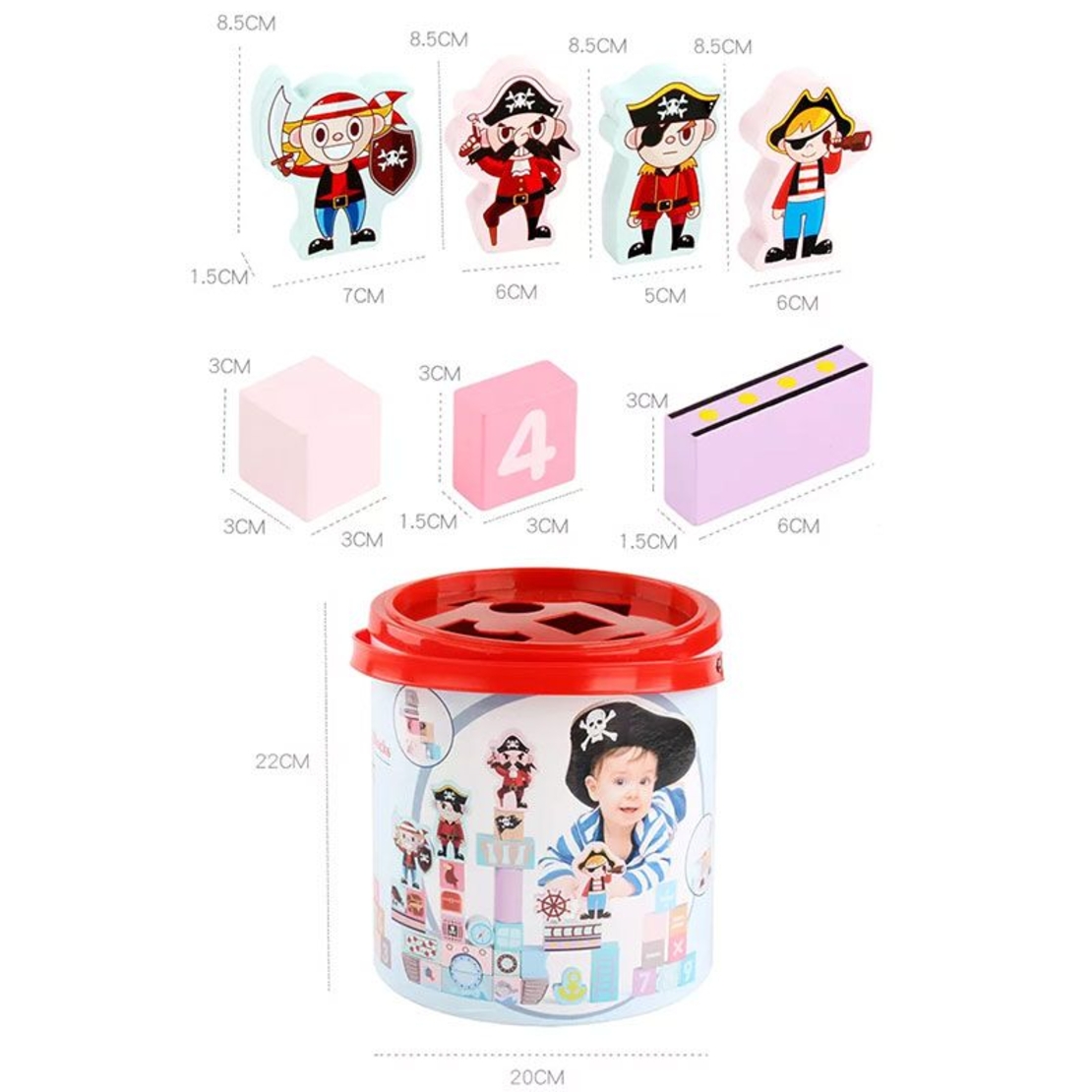 Raya Toys Комплект пъзел 64 ч. и дървени блокчета 46 ч. Пирати