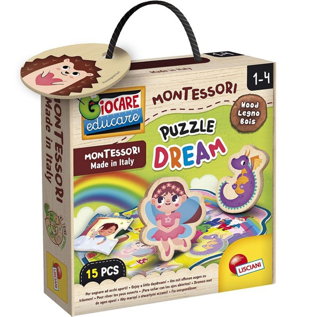Детски дървен пъзел Lisciani Montessori Legno Puzzle Dream, 15 части