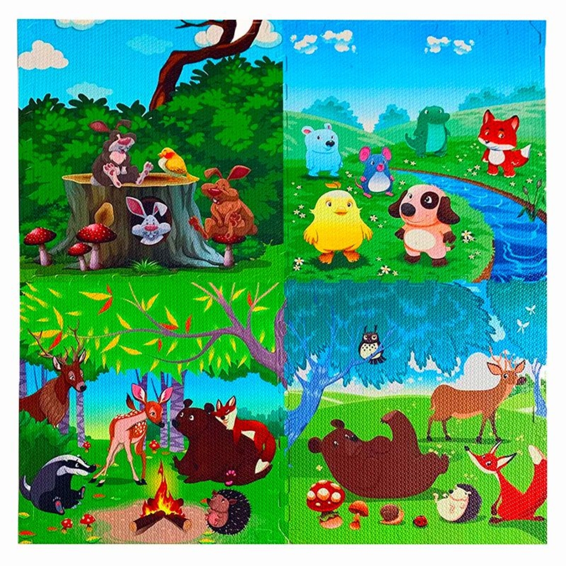 Пъзел за под Raya Toys Горски животни, 4 части по 60 х 60 см
