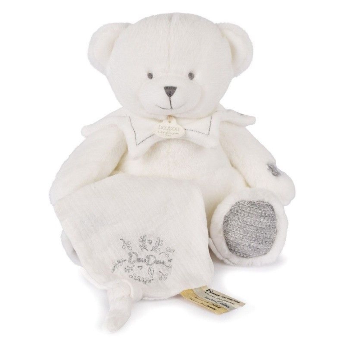 Плюшено мече за гушкане Doudou с кърпа 30 см, DC4344