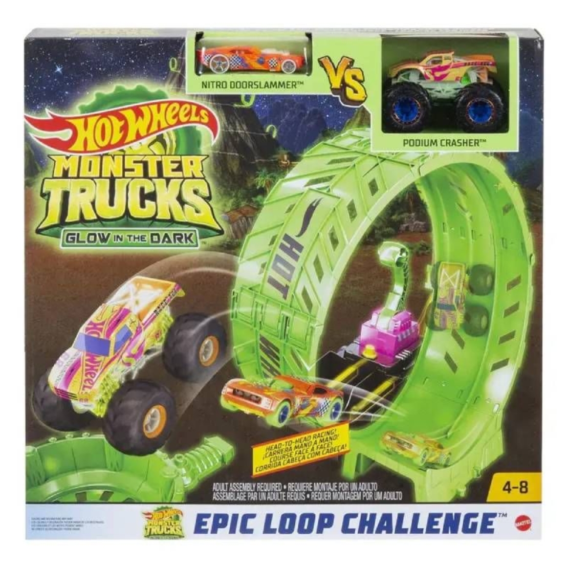 Детска писта Mattel Hot Wheels, Epic Loop Challenge, Светеща