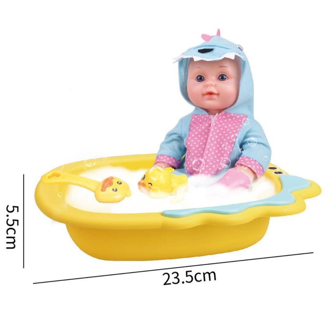 Кукла бебе пишкащо Raya Toys Baby Cute Динозавър, 8 аксесоара, 30 см