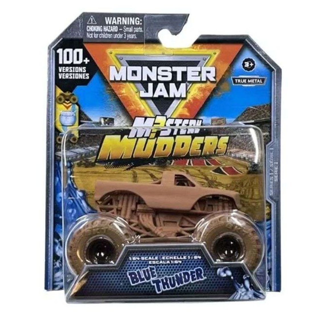 Детска кола за игра Spin Master Monster Jam True Metal Mystery Mudders 1:64, с променящ се цвят