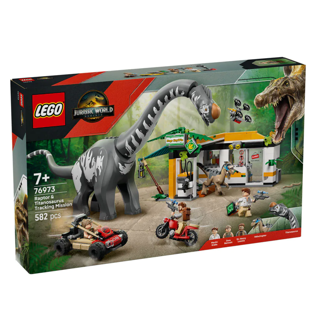 LEGO® Jurassic World Мисия за проследяване на раптор и титанозавър 76973