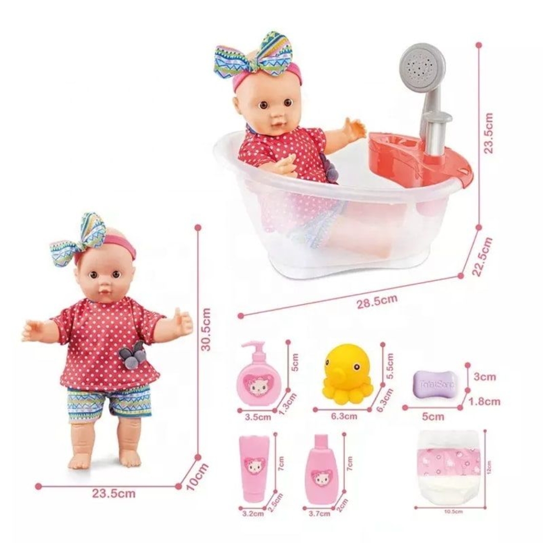 Кукла бебе Raya Toys Baby с вана с течаща вода и аксесоари