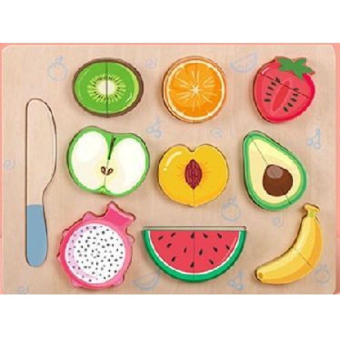 Детски дървен комплект за рязане Raya Toys Плодове