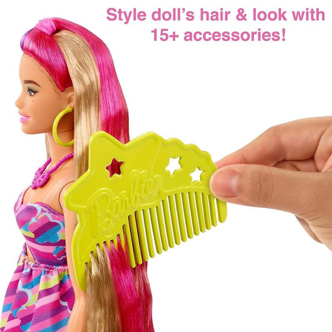 Кукла Mattel Barbie Totally Hair с променящ се цвят на косата и аксесоари, 29 см.
