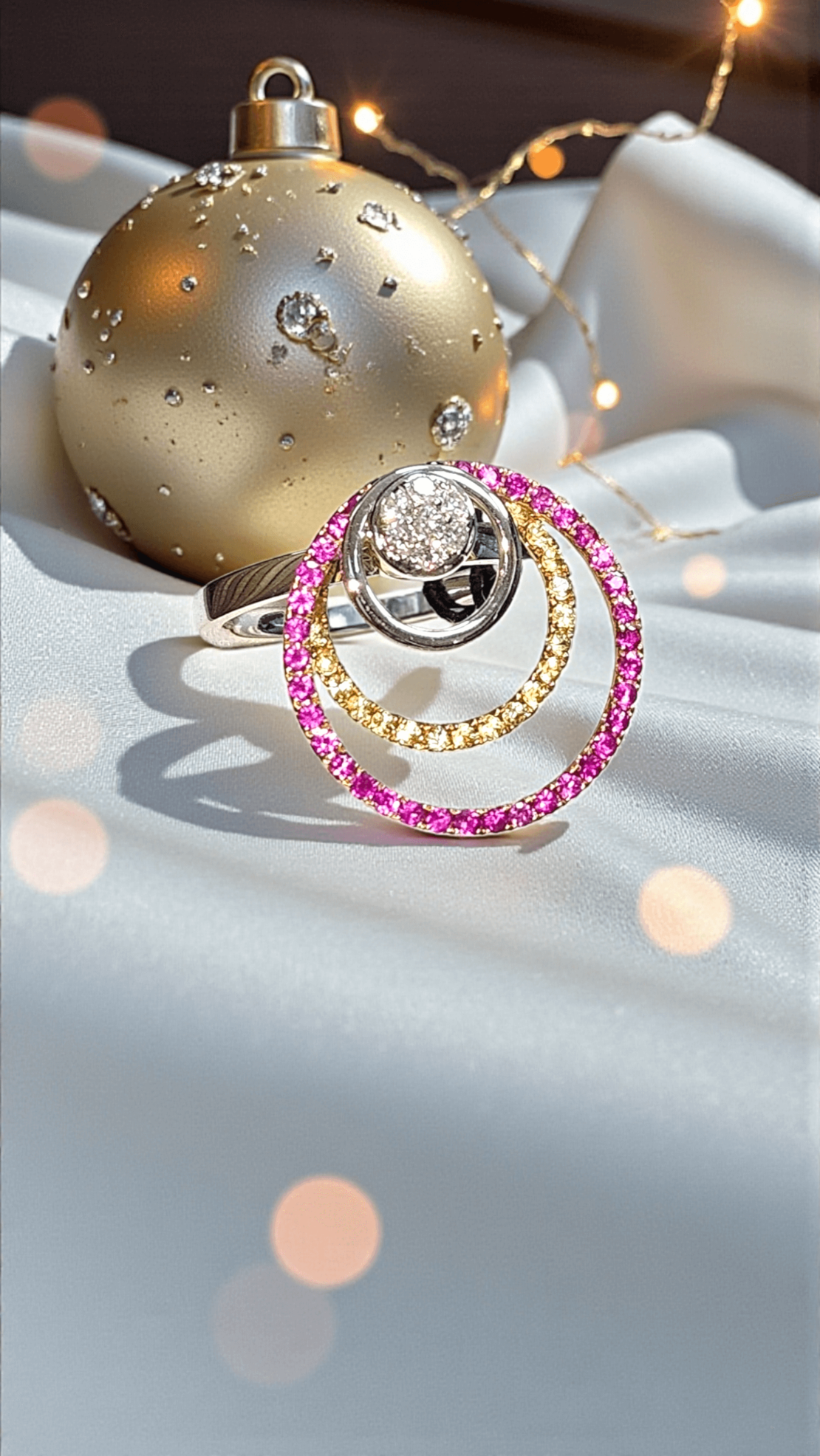 Дамски златен пръстен с диаманти и сапфири Cerchio d’Amore I Gioielli del Sole