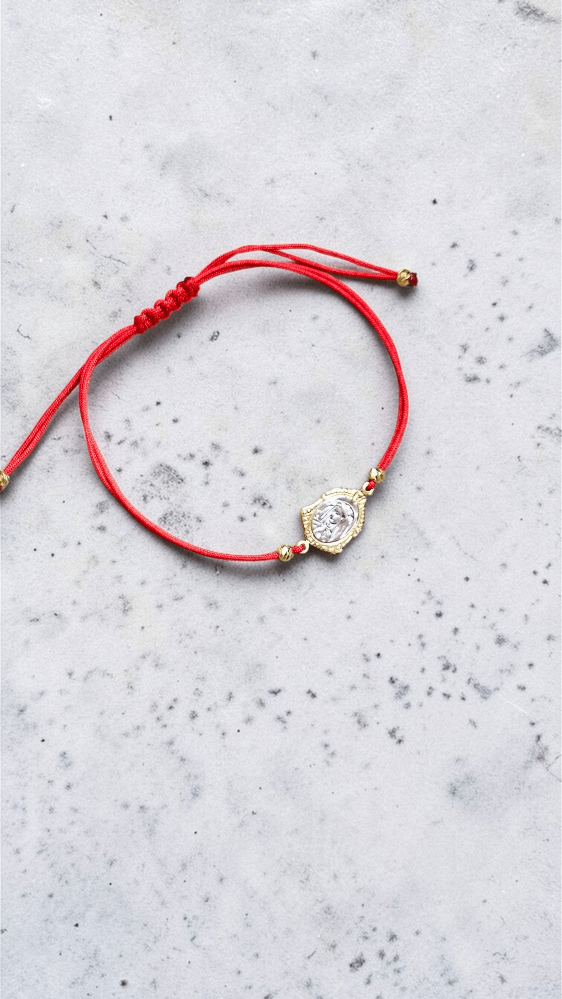 Гривна с Богородица от бяло и жълто злато