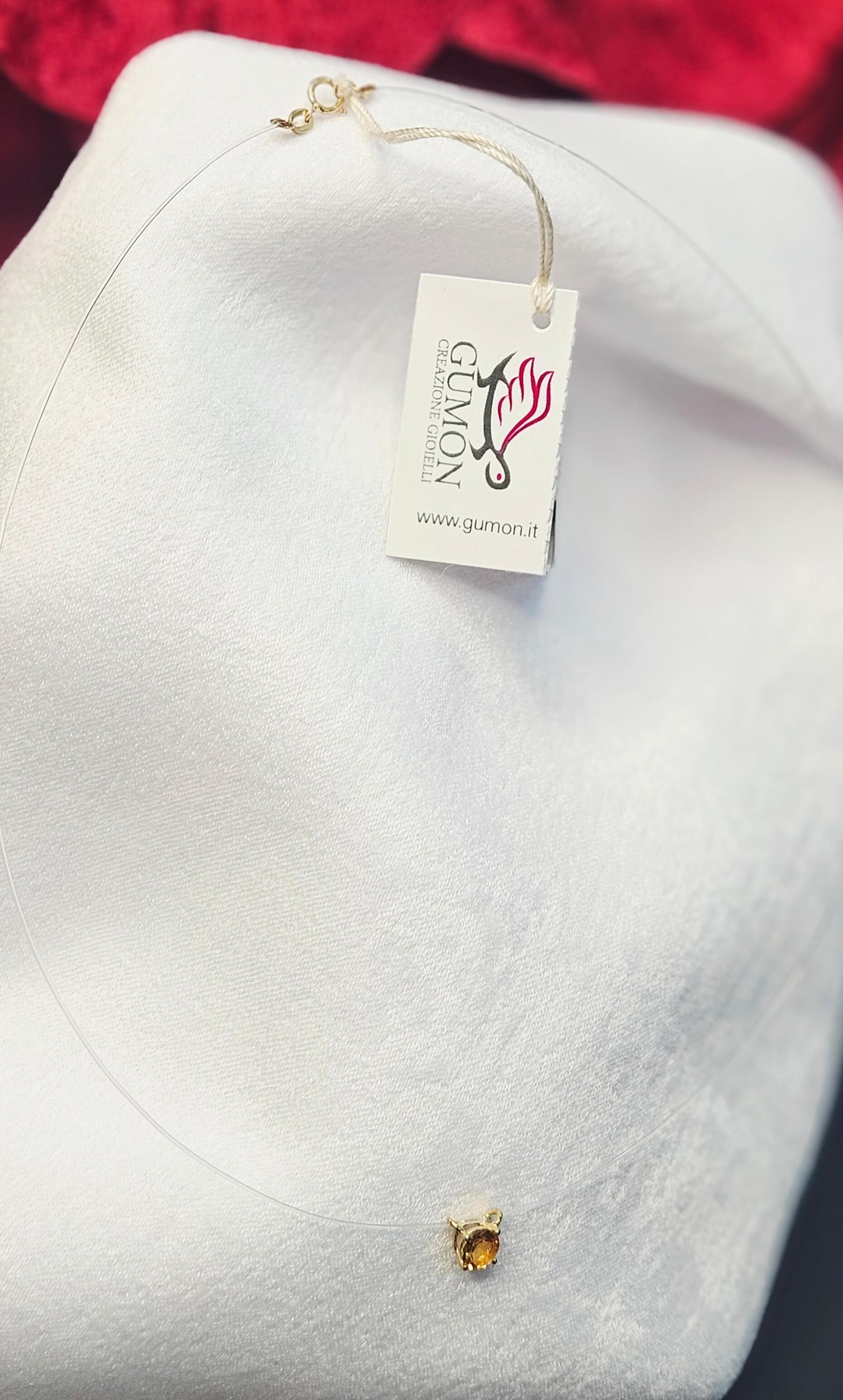 Колие на корда с природен Цитрин в 18К обков Gumon