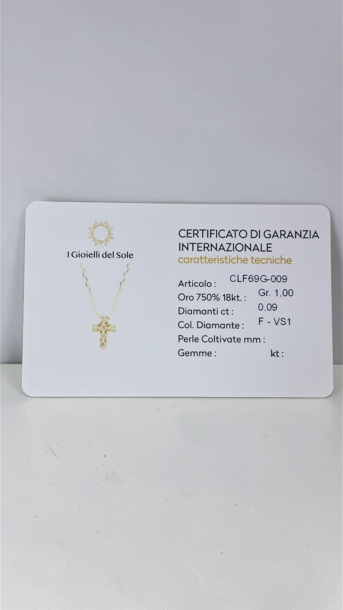 Златно колие с кръстче от 18К злато и диаманти I Gioielli del Sole