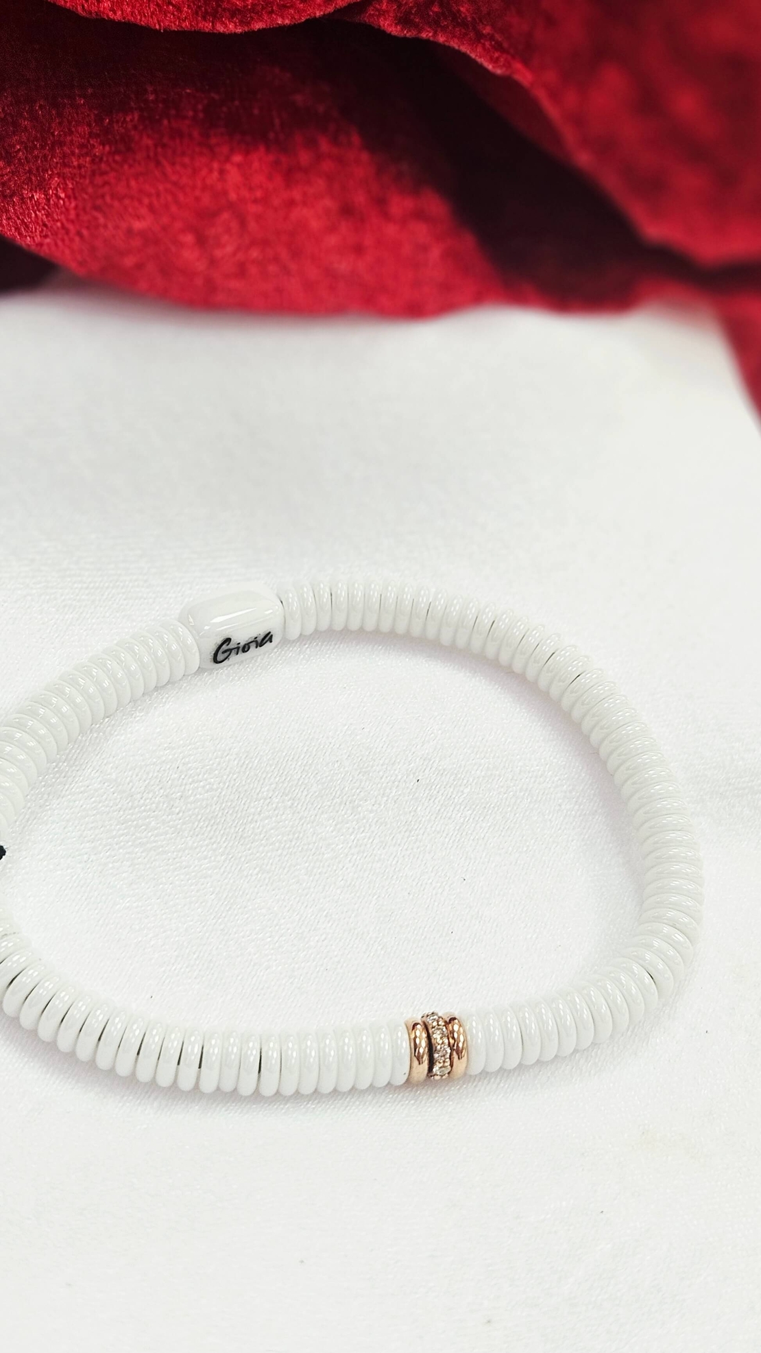 Еластична гривна с Керамика, 18К злато и Диаманти Gioia