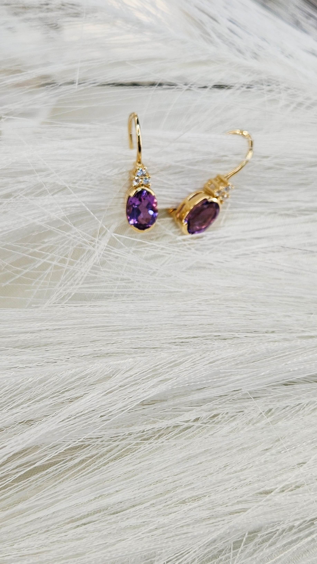 Златен комплект с Аметист и Цирконии