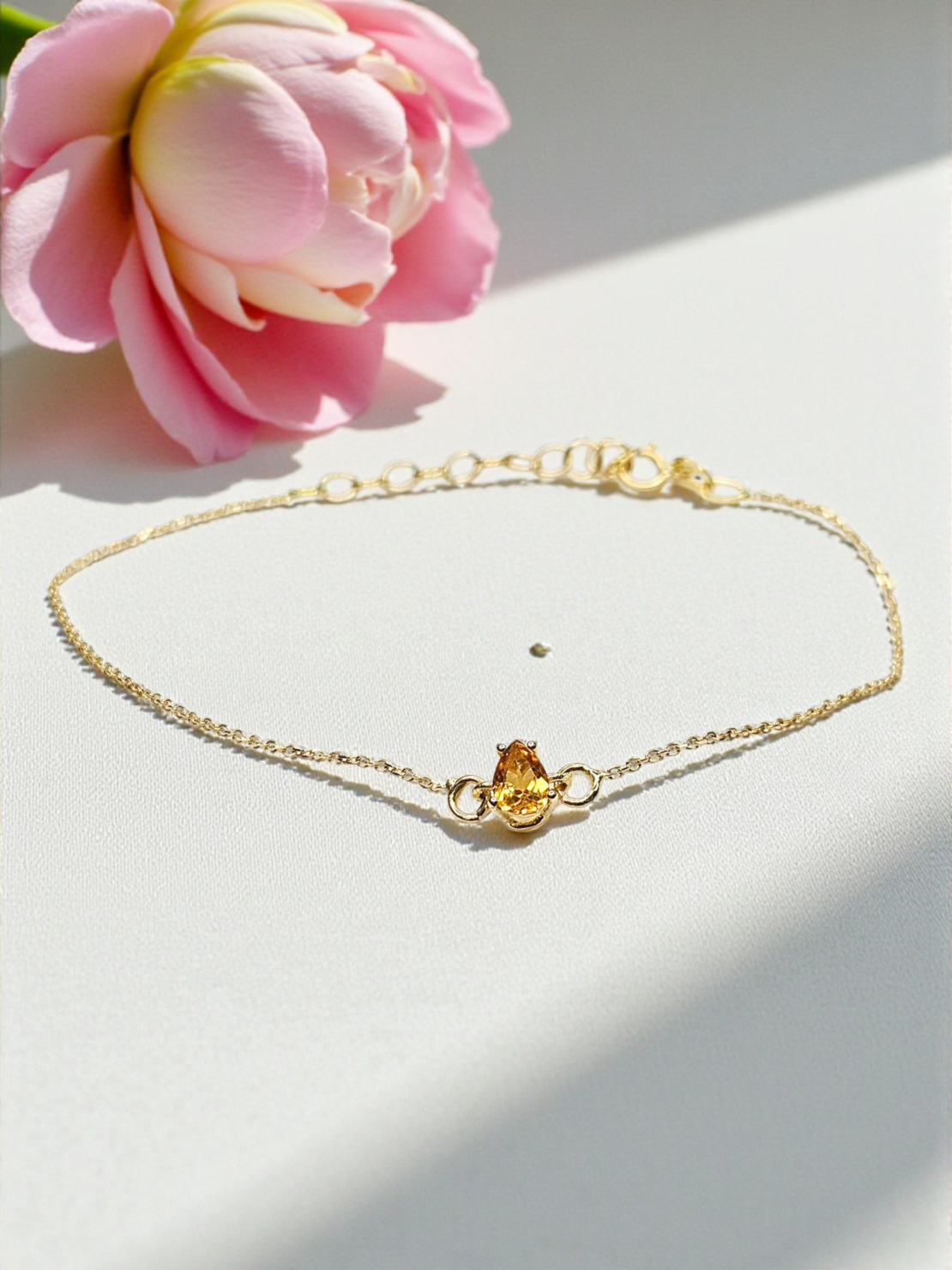 Златна гривна с Цитрин и 18К злато Gumon