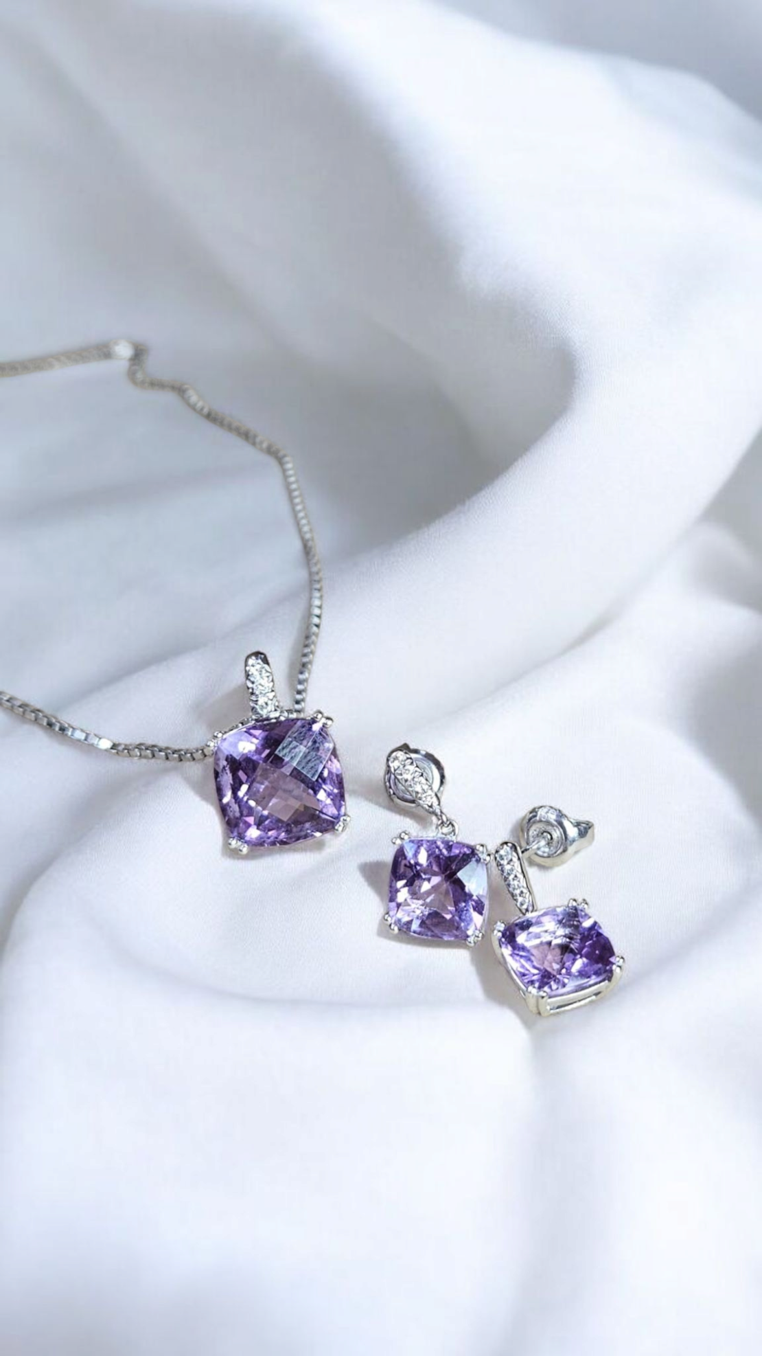 Златенкомплект с аметист и диаманти