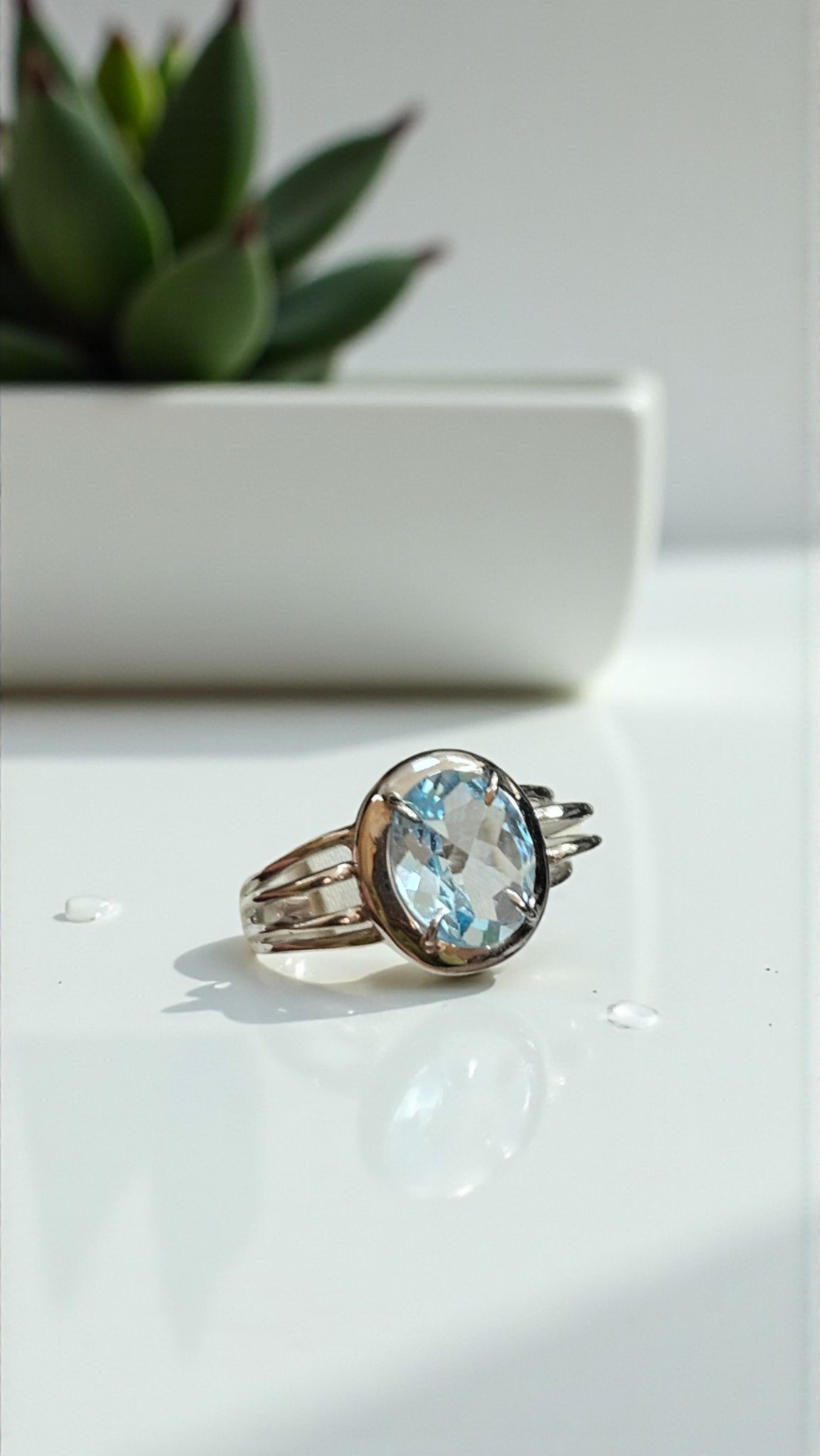 Златен пръстенс Аквамарин