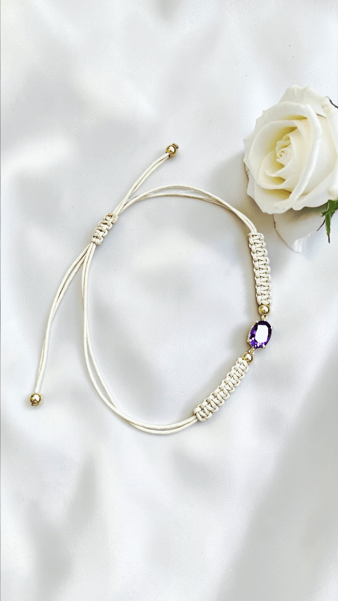 Гривна на конец с Аметист и елементи от 18К злато Gumon