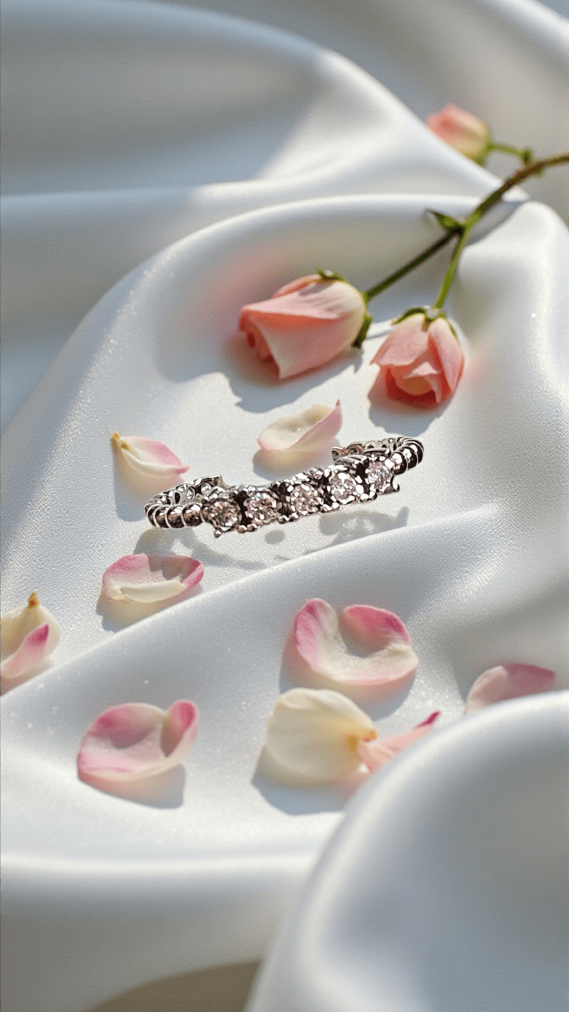 Златен пръстен от бяло злато 18К с диаманти, I Gioielli del Sole