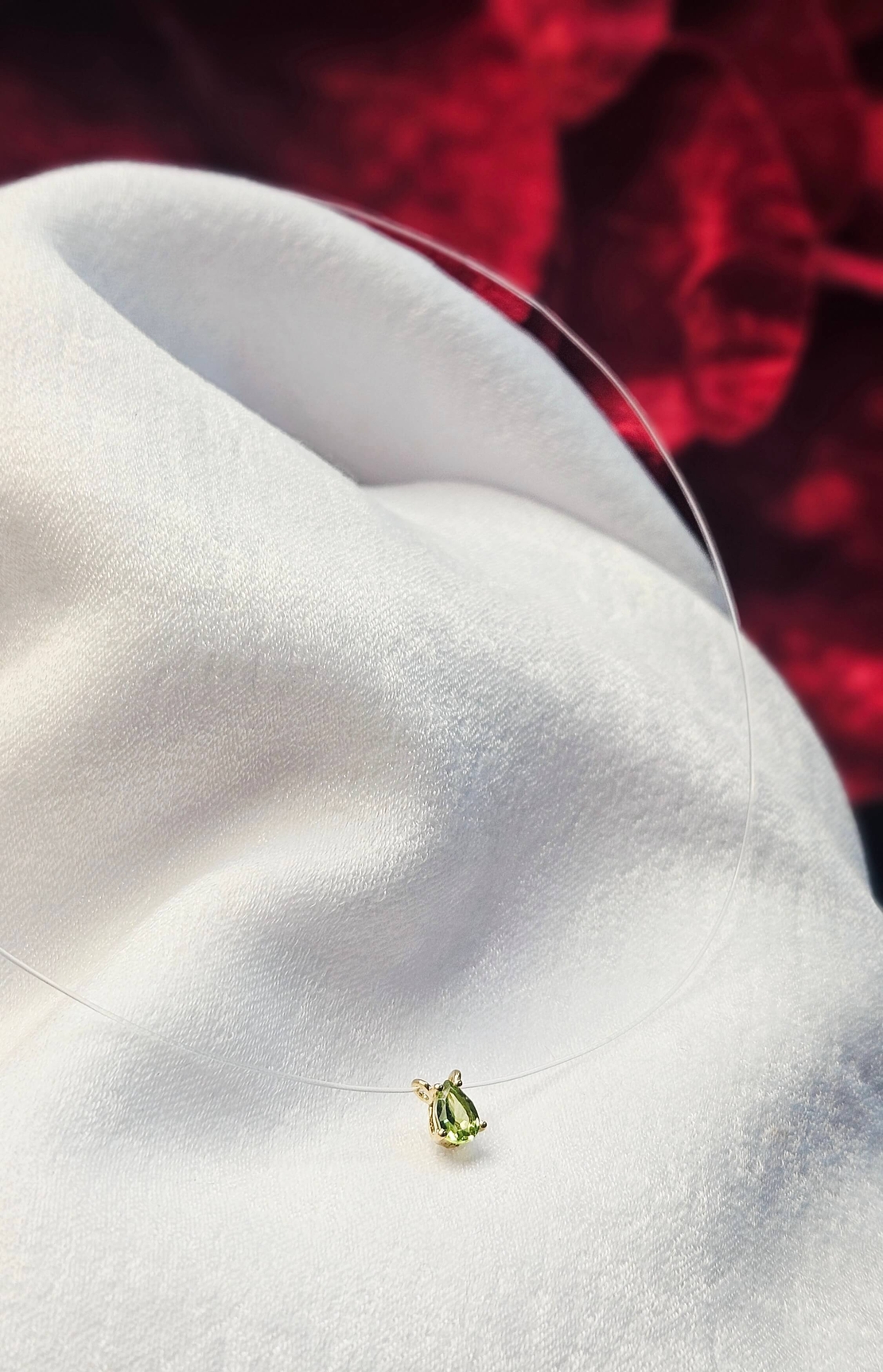 Колие на корда с природен Перидот в обков от 18К злато Gumon