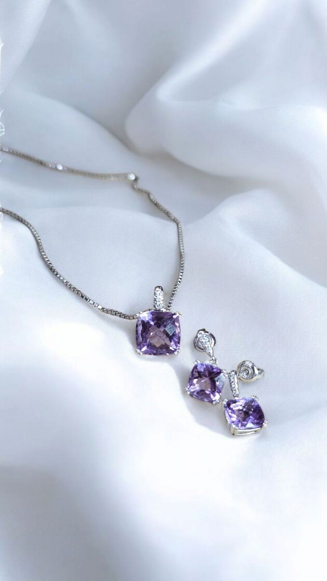 Златенкомплект с аметист и диаманти