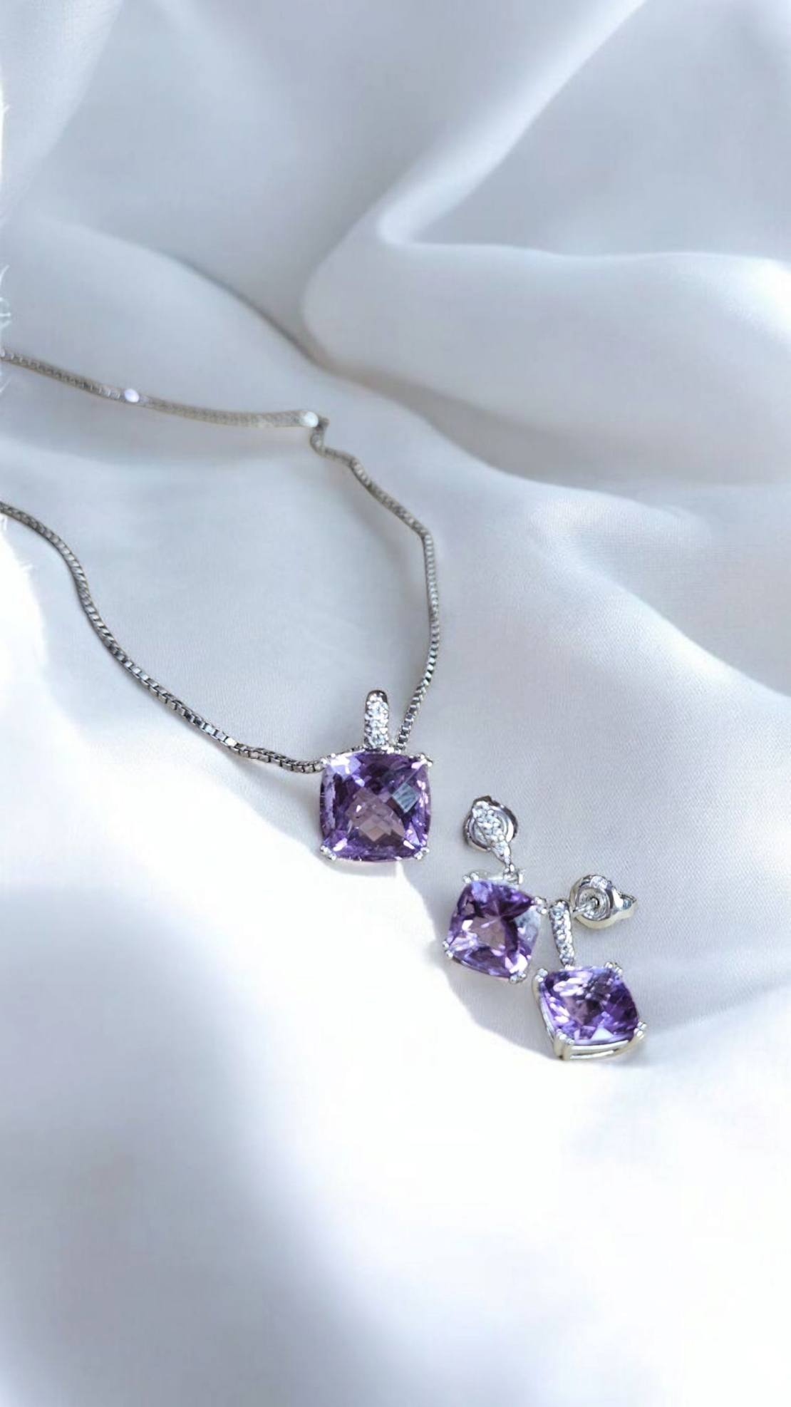 Златенкомплект с аметист и диаманти