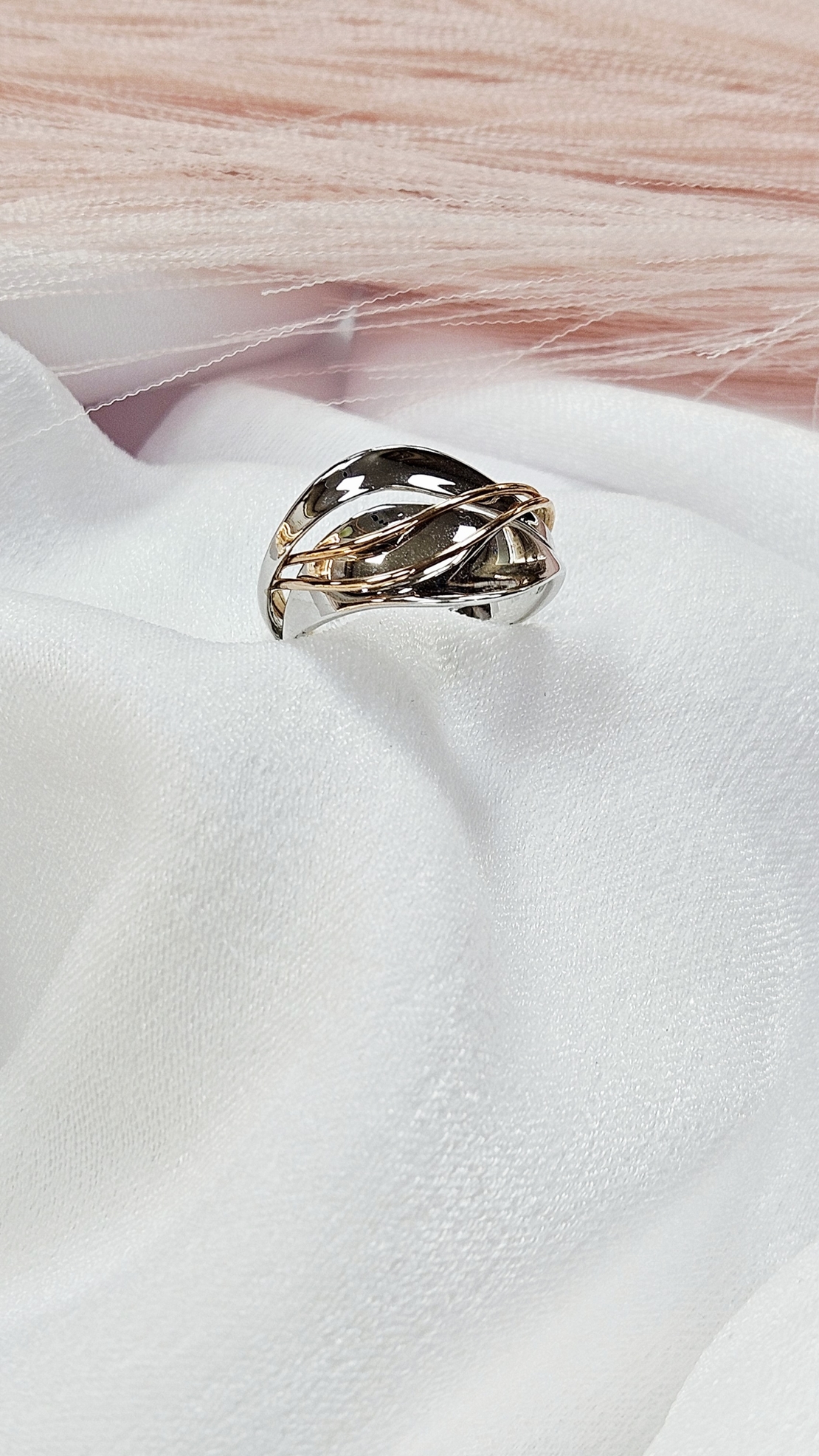 Златен пръстен от бяло и розово злато „Eterna Duo“