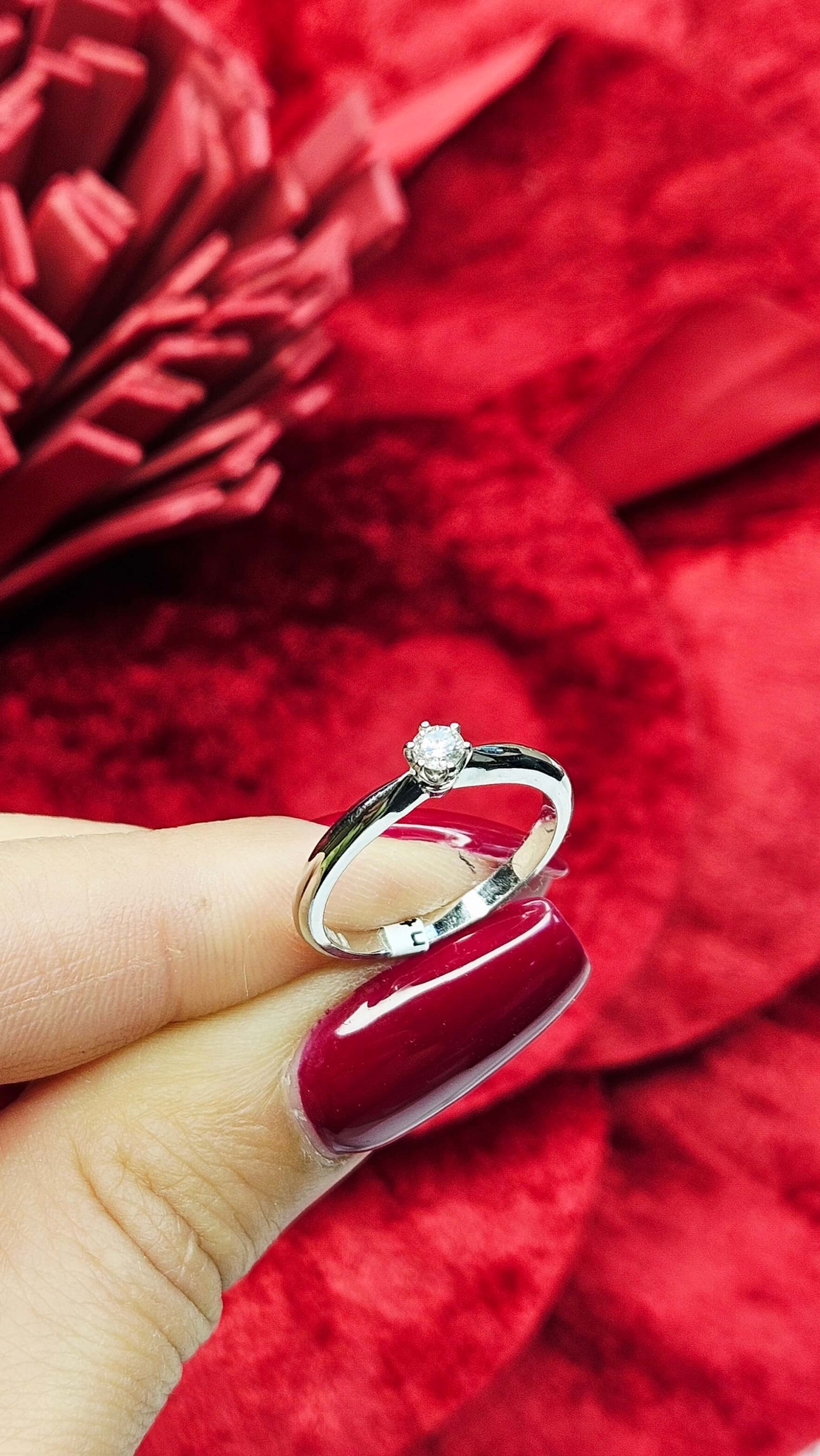 Златен пръстен от бяло злато с диамант Flamingo Grace