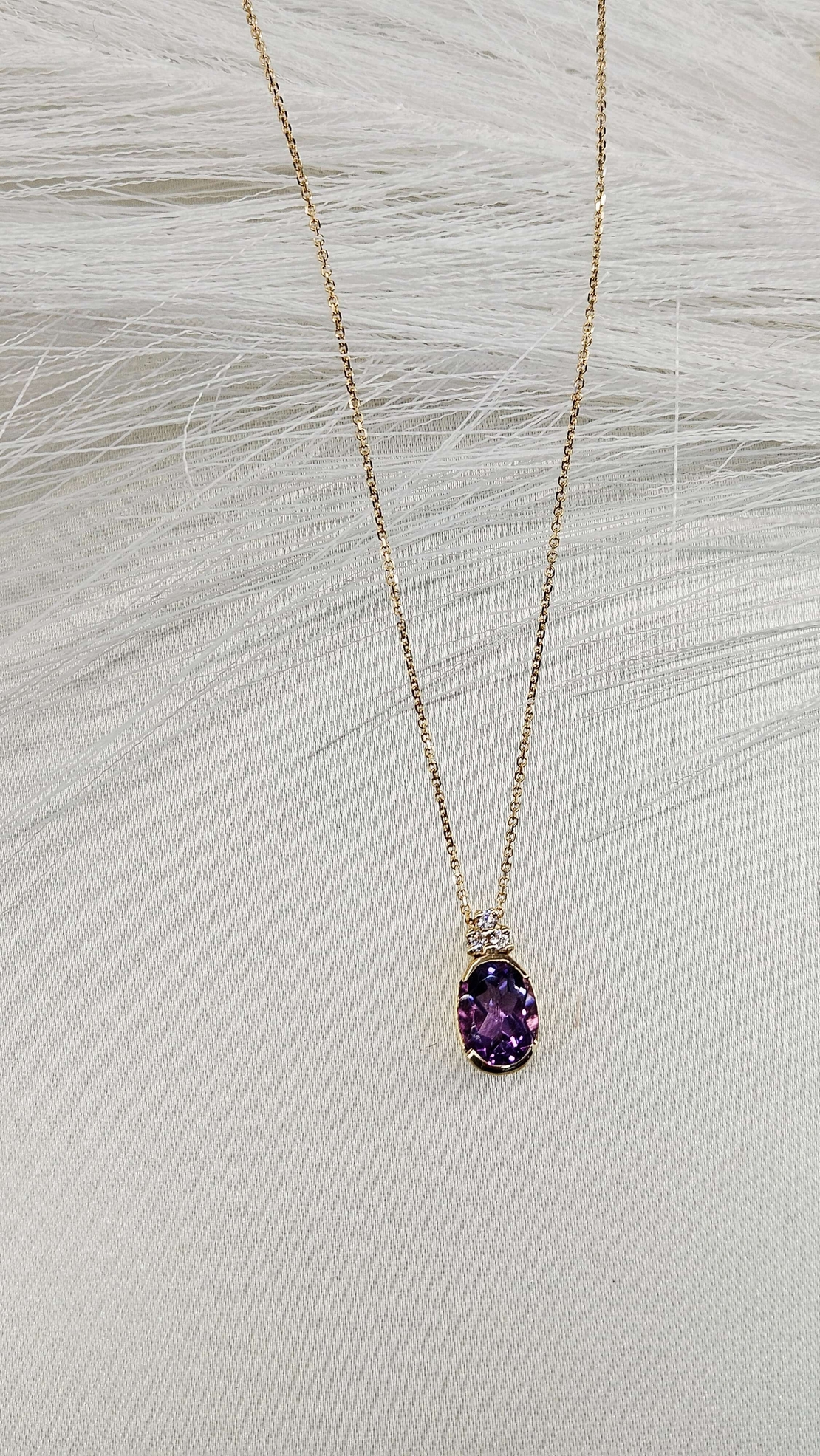 Златен комплект с Аметист и Цирконии