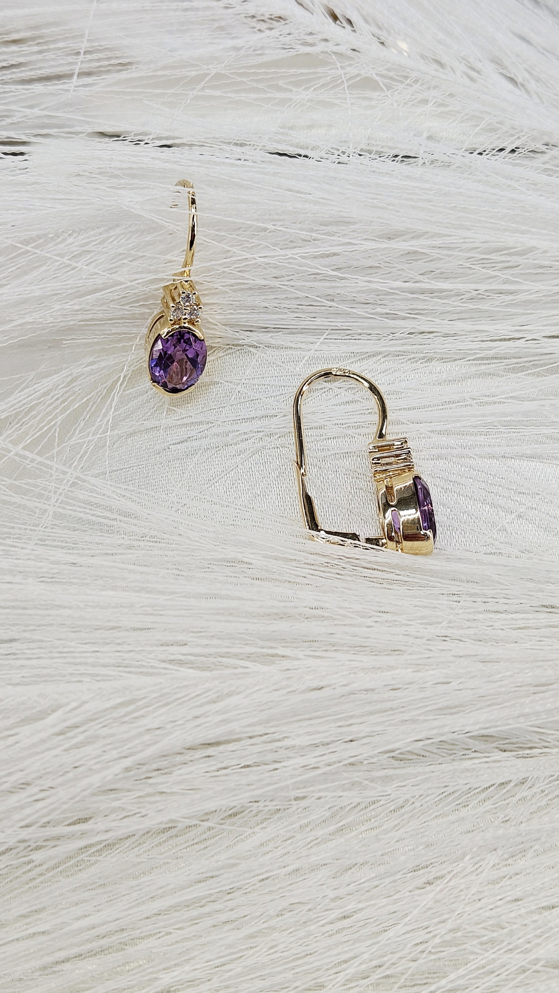 Златен комплект с Аметист и Цирконии