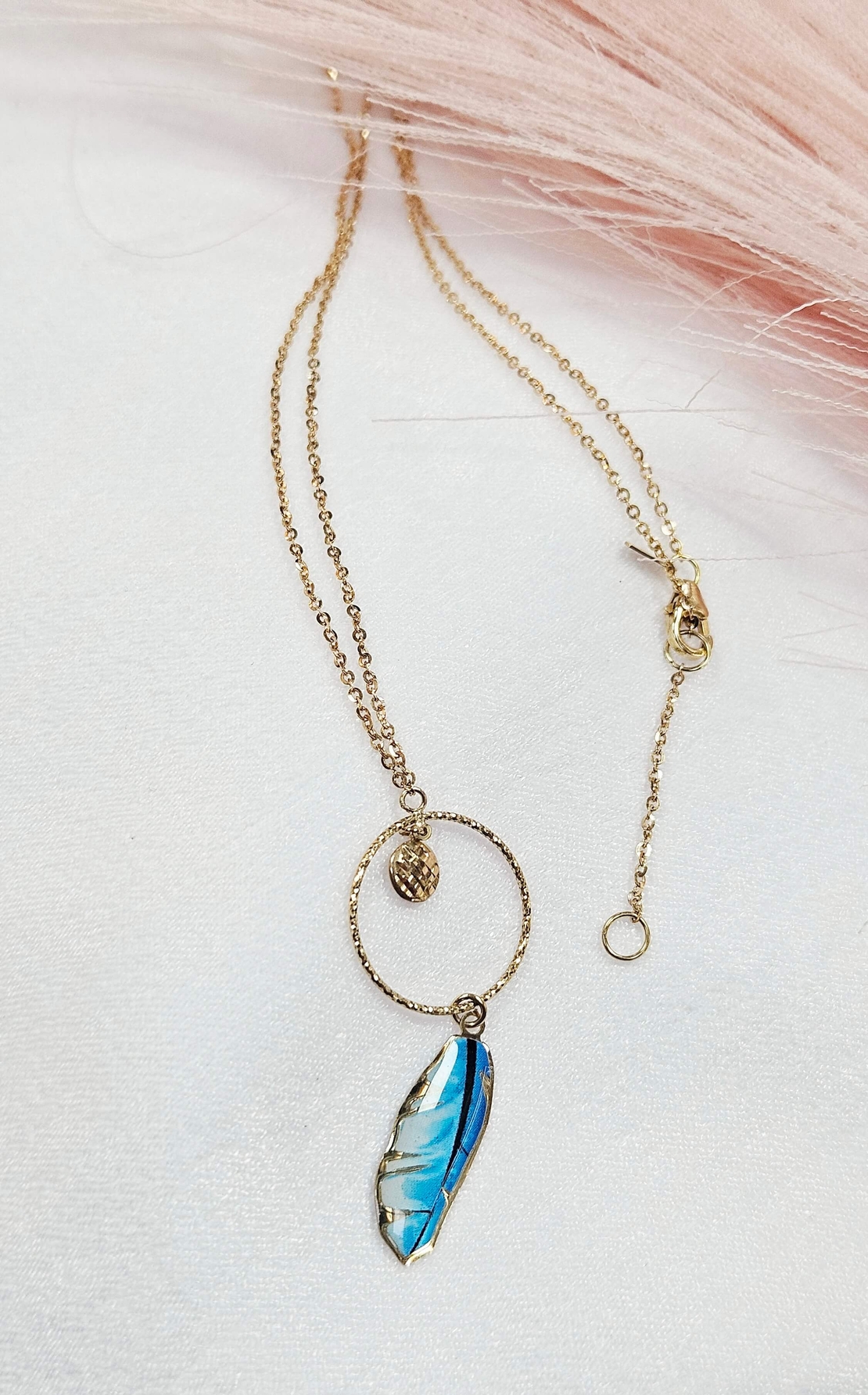 Колие от 14К жълто злато Перо