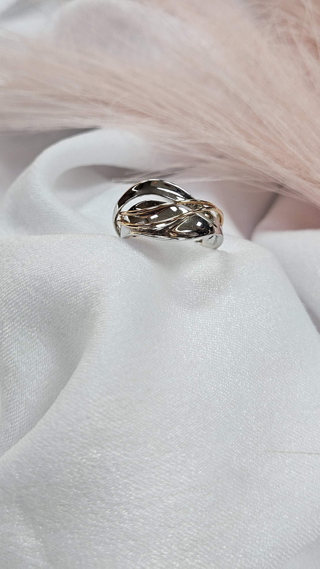 Златен пръстен от бяло и розово злато „Eterna Duo“