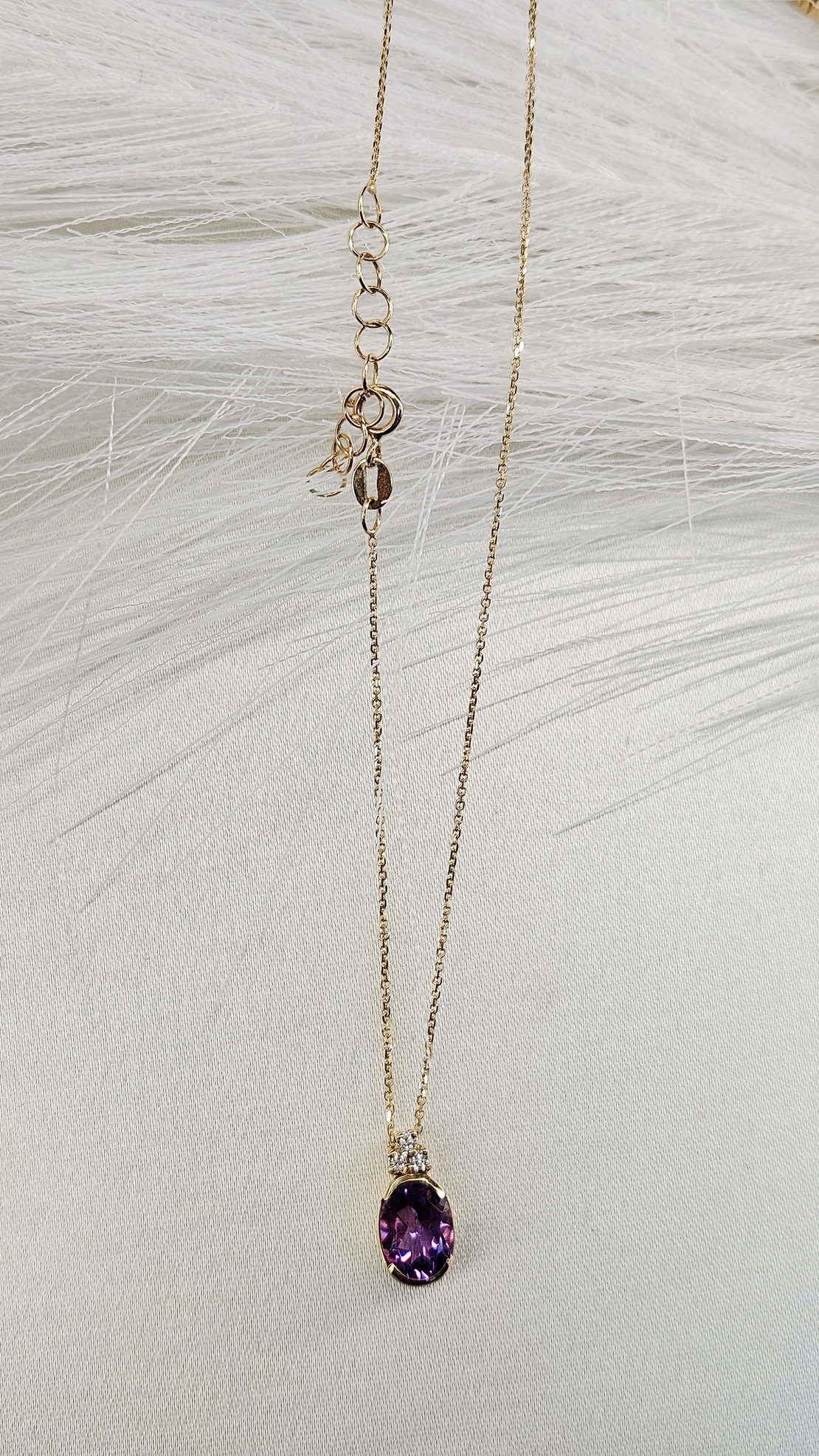 Златен комплект с Аметист и Цирконии