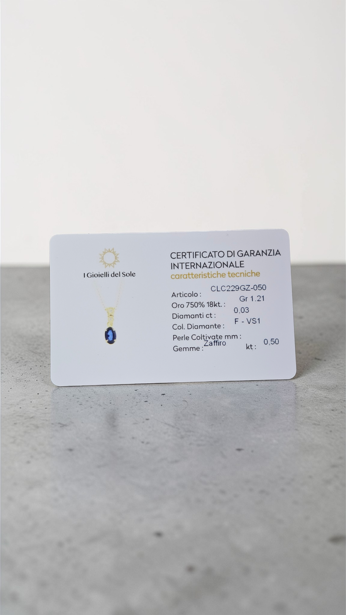 Дамско колие със Сапфир и диаманти от 18К злато I Gioielli del Sole