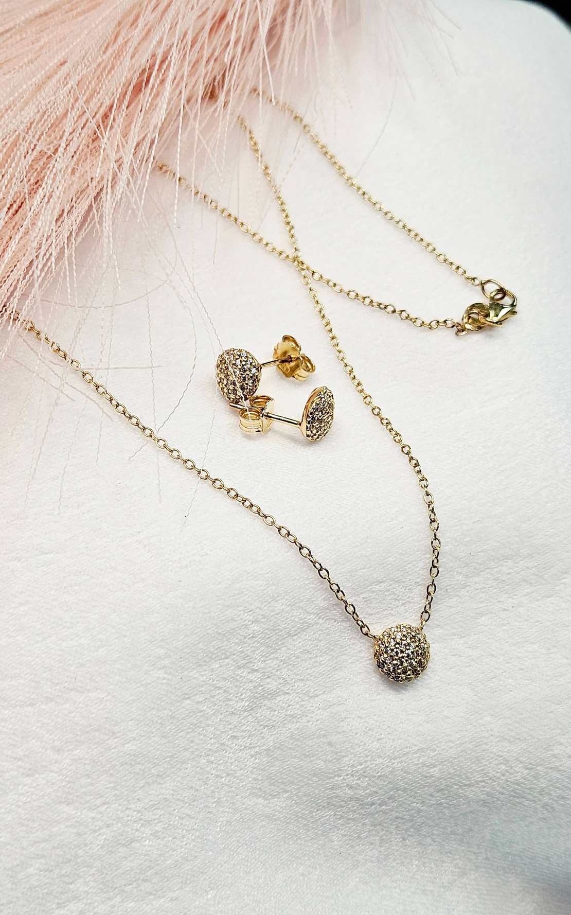 Комплект Сфера от жълто злато и циркони